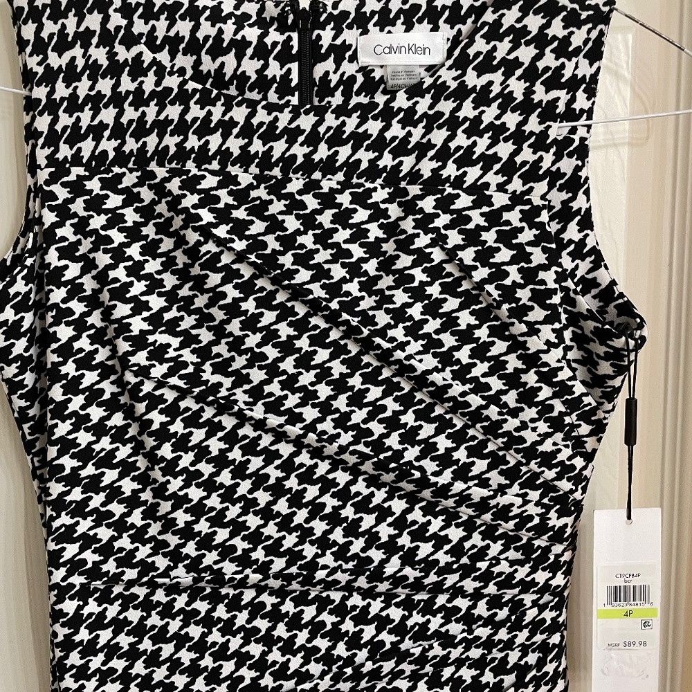 Calvin Klein houndstooth print dress petite size 4